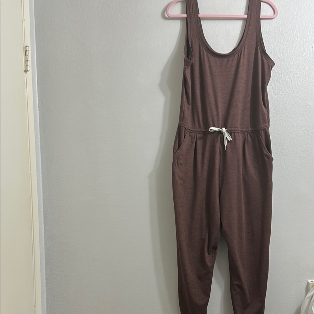 Vuori Brown Relaxed Fit Jumpsuit with Tapered Legs